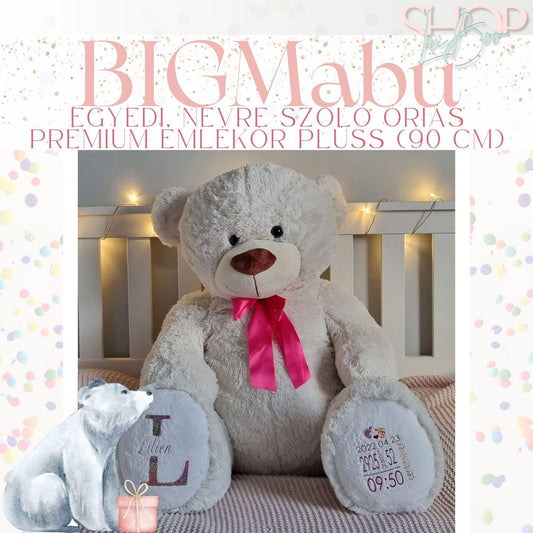 BIGMaBu - Egyedi, névre szóló óriás prémium emlékőr plüss (90 cm) - ShopLuBoo