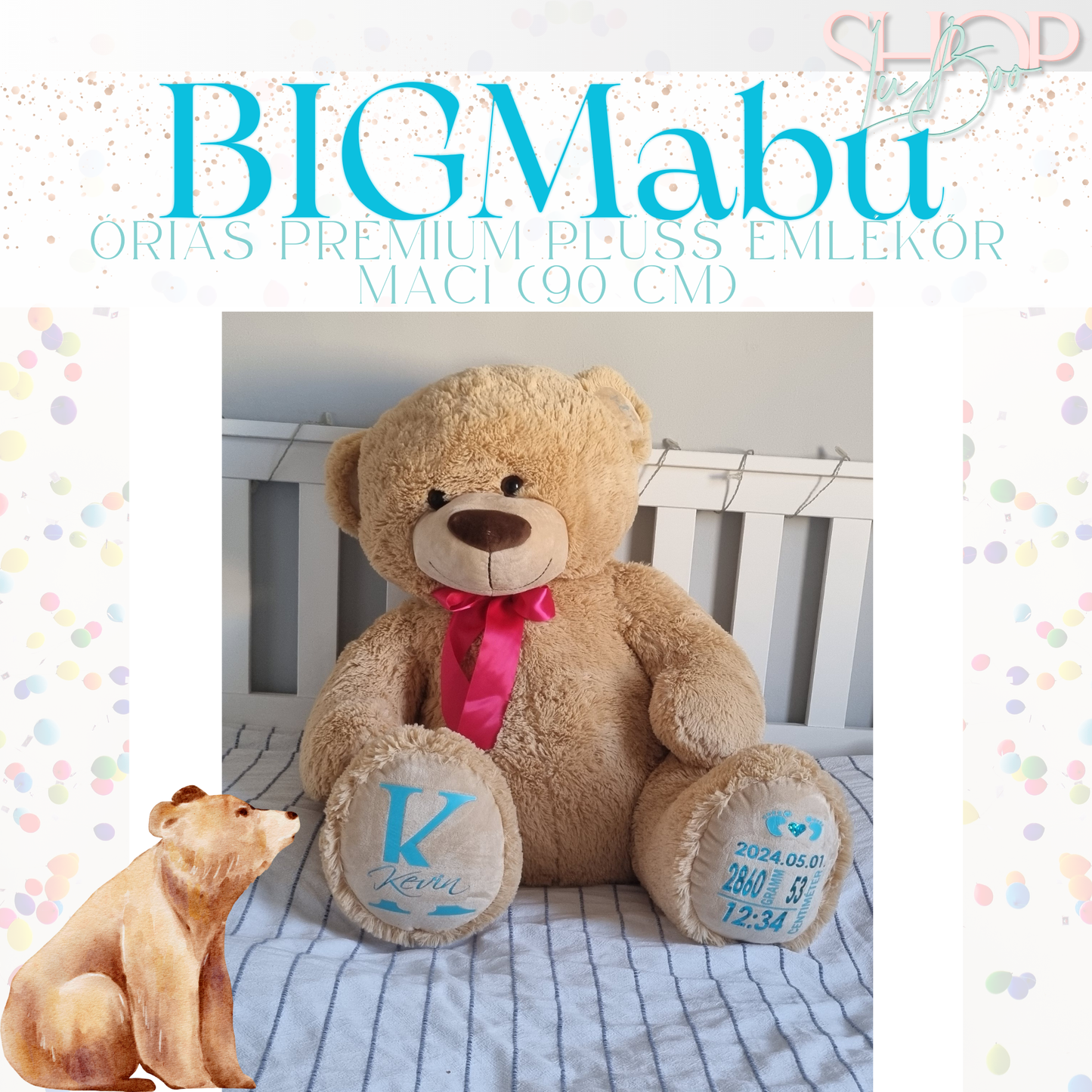 BIGMaBu - Óriás prémium plüss emlékőr maci (110 cm)