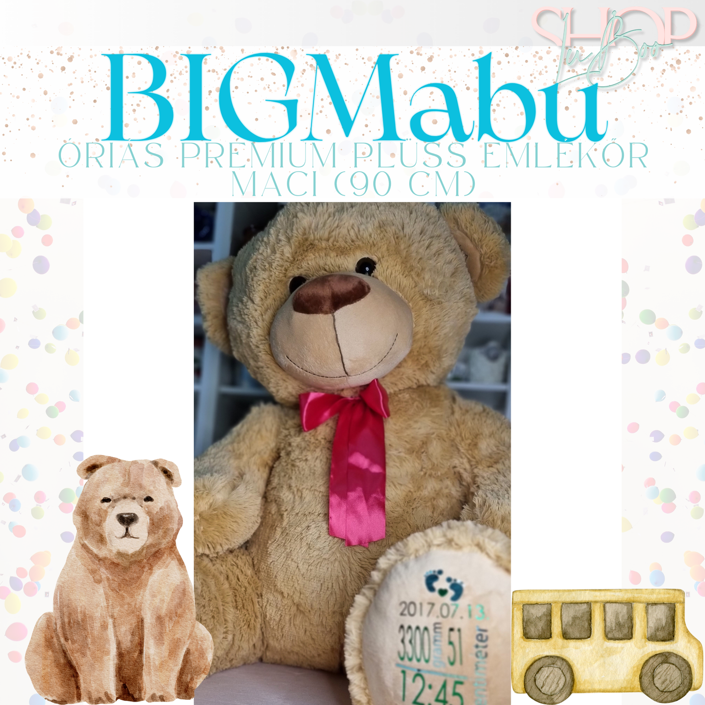 BIGMaBu - Óriás prémium plüss emlékőr maci (110 cm)