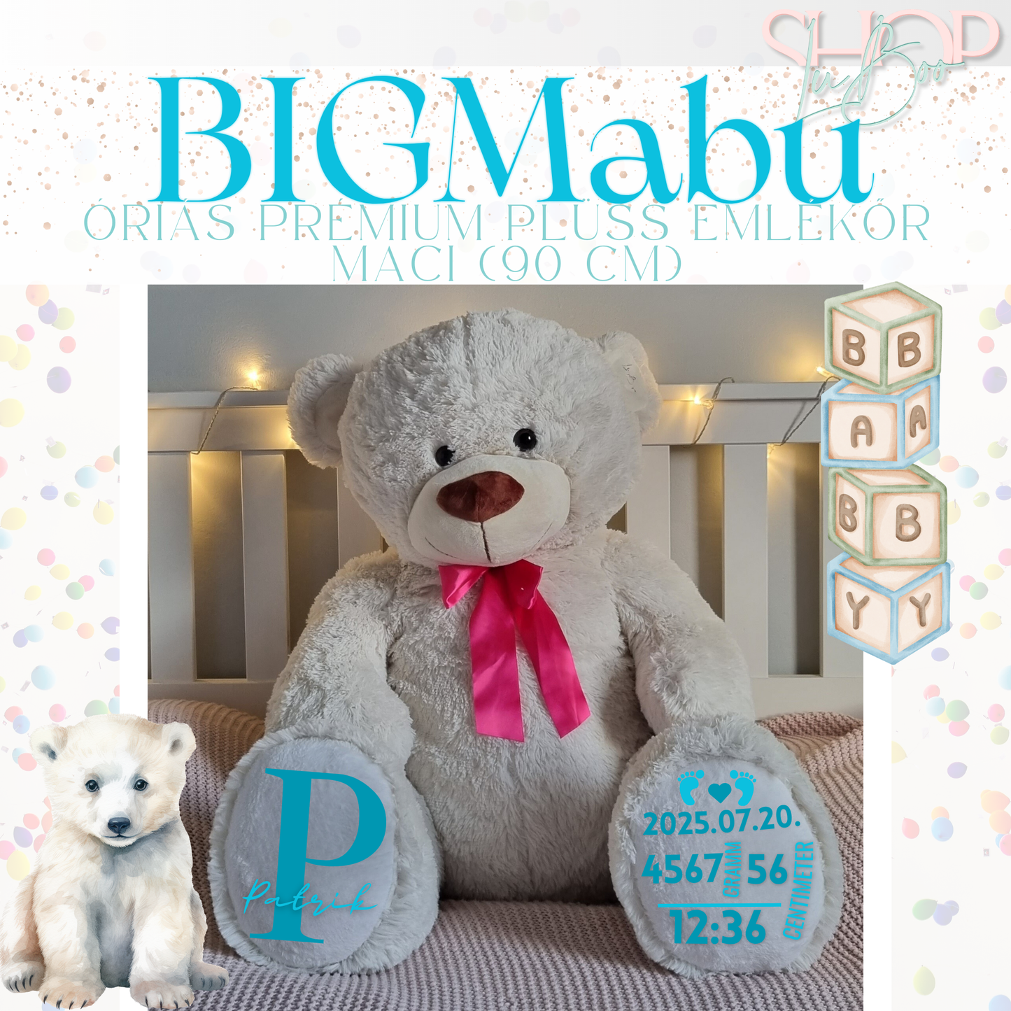 BIGMaBu - Óriás prémium plüss emlékőr maci (110 cm)