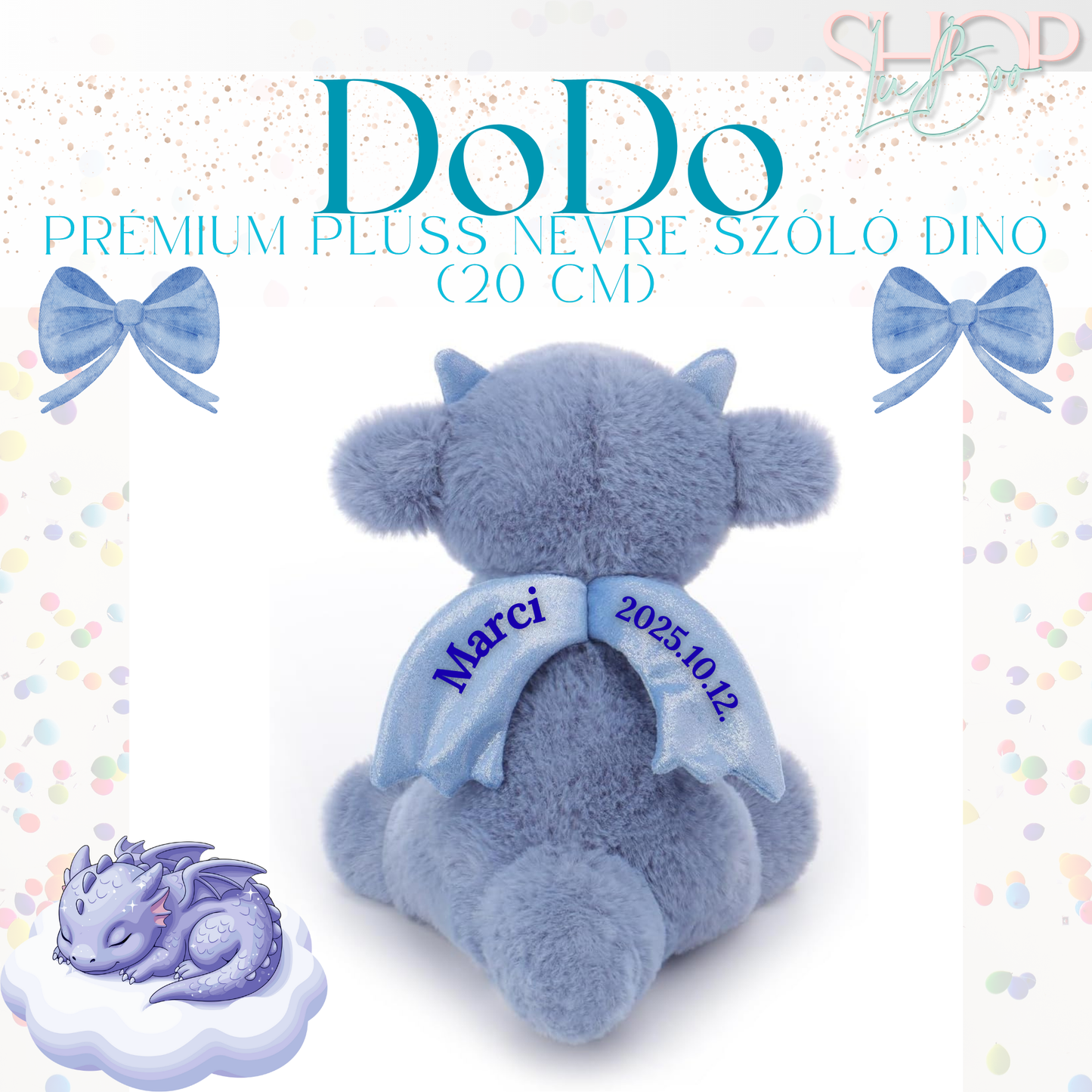 DoDo - Emlékőr plüss sárkány (20 cm)