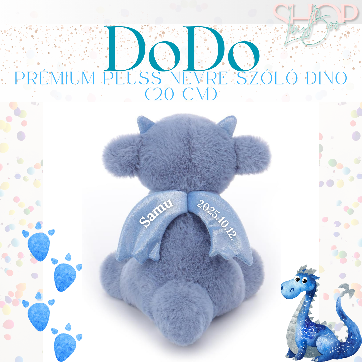 DoDo - Emlékőr plüss sárkány (20 cm)