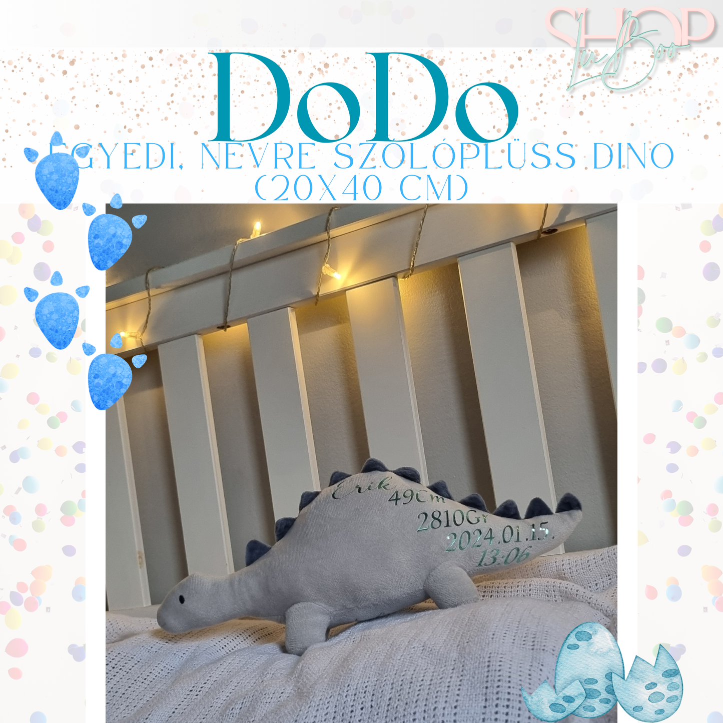 DoDo - Emlékőr plüss dino (20x40 cm)