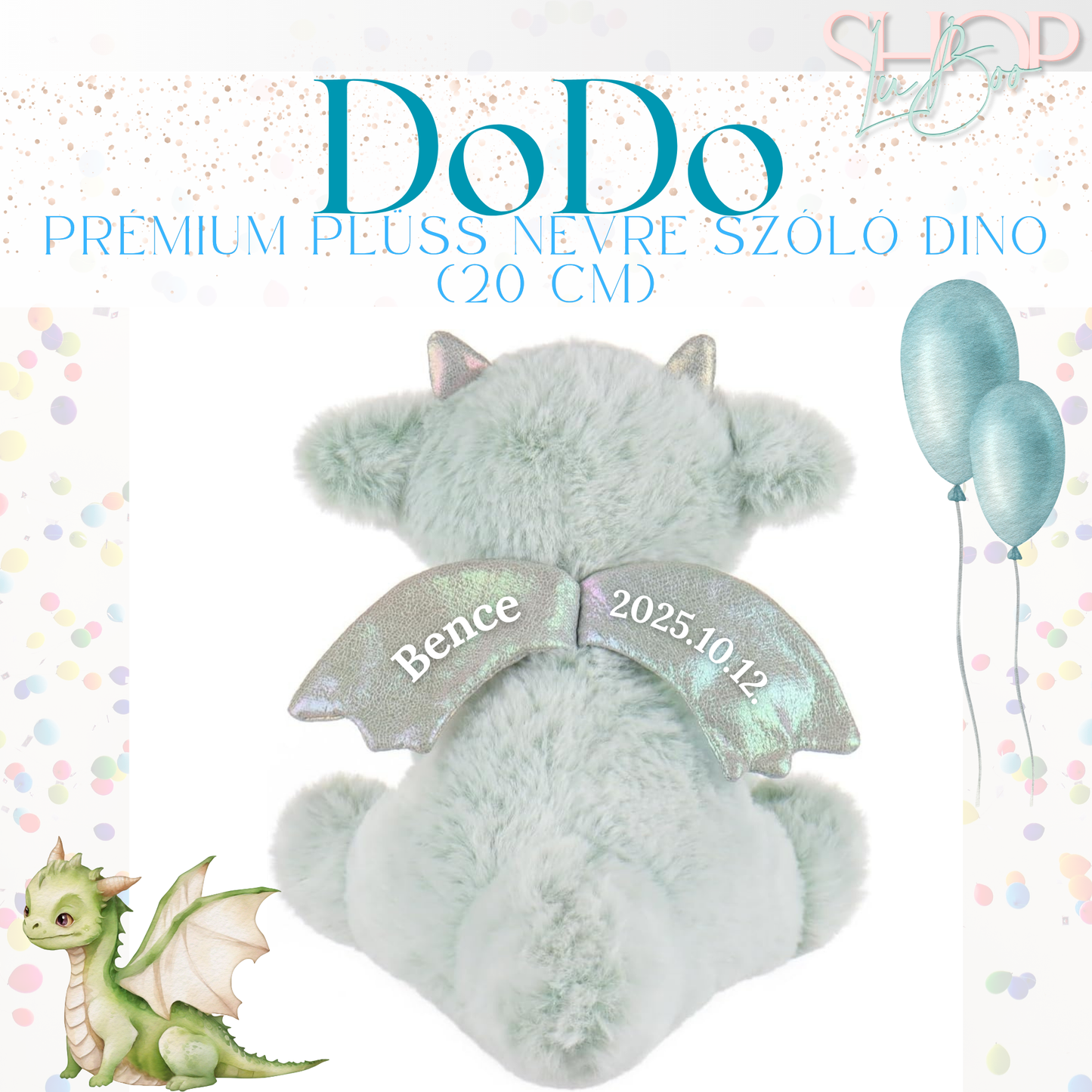 DoDo - Emlékőr plüss sárkány (20 cm)