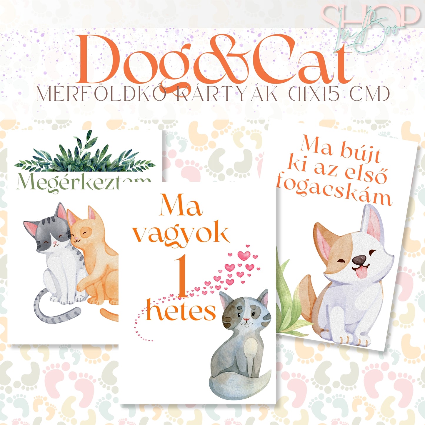 Mérföldkő kártyák - Dog & Cat (11x15 cm) - ShopLuBoo