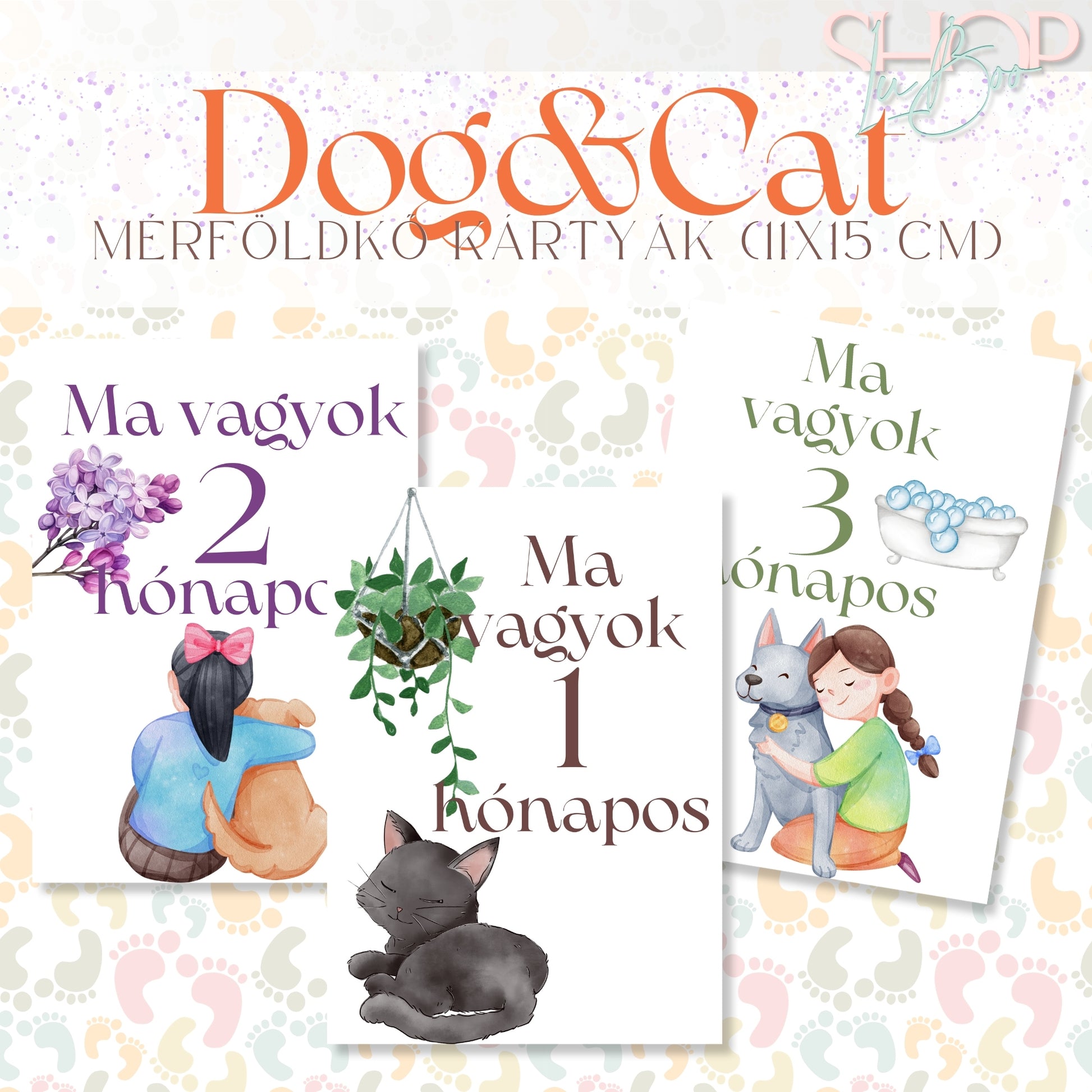 Mérföldkő kártyák - Dog & Cat (11x15 cm) - ShopLuBoo