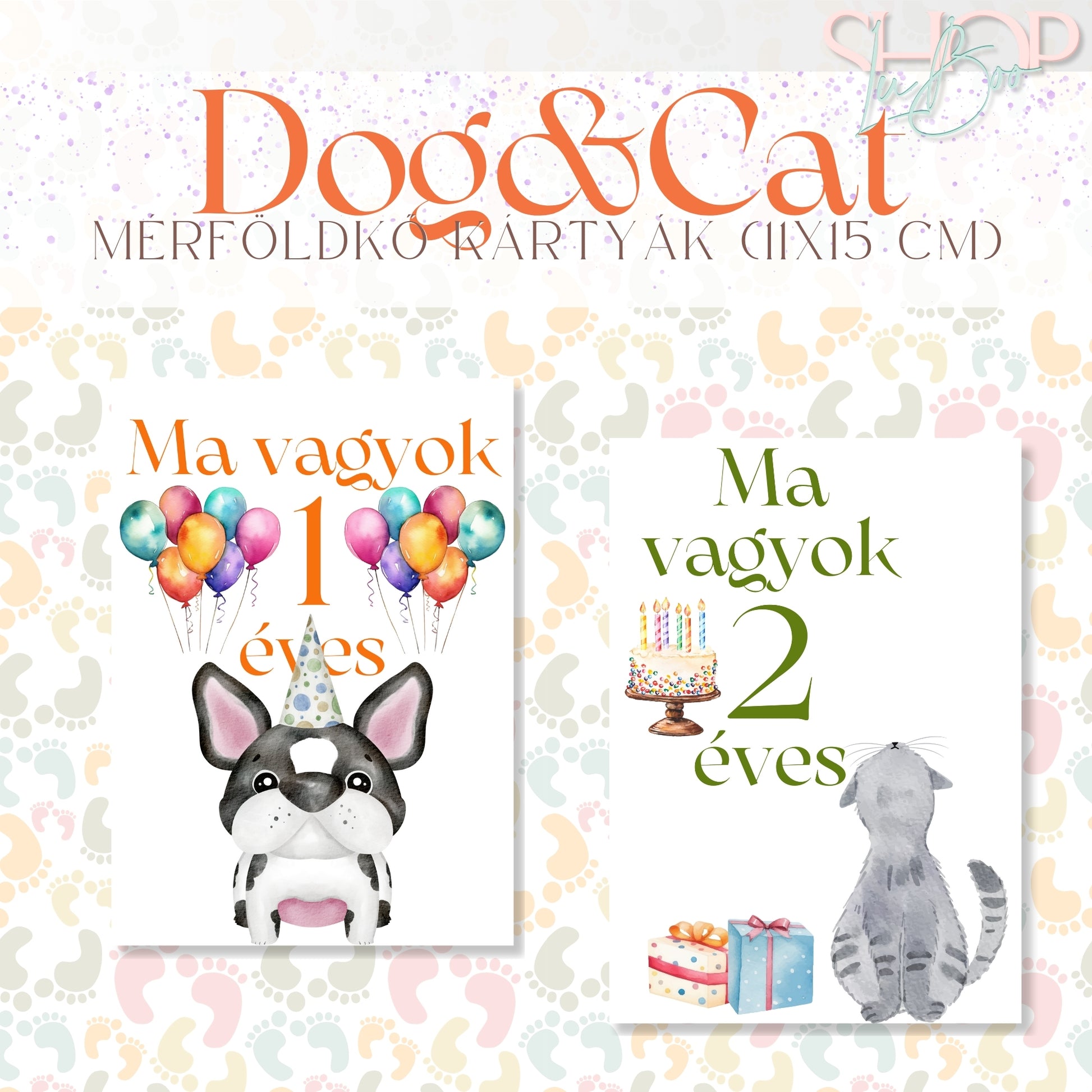 Mérföldkő kártyák - Dog & Cat (11x15 cm) - ShopLuBoo