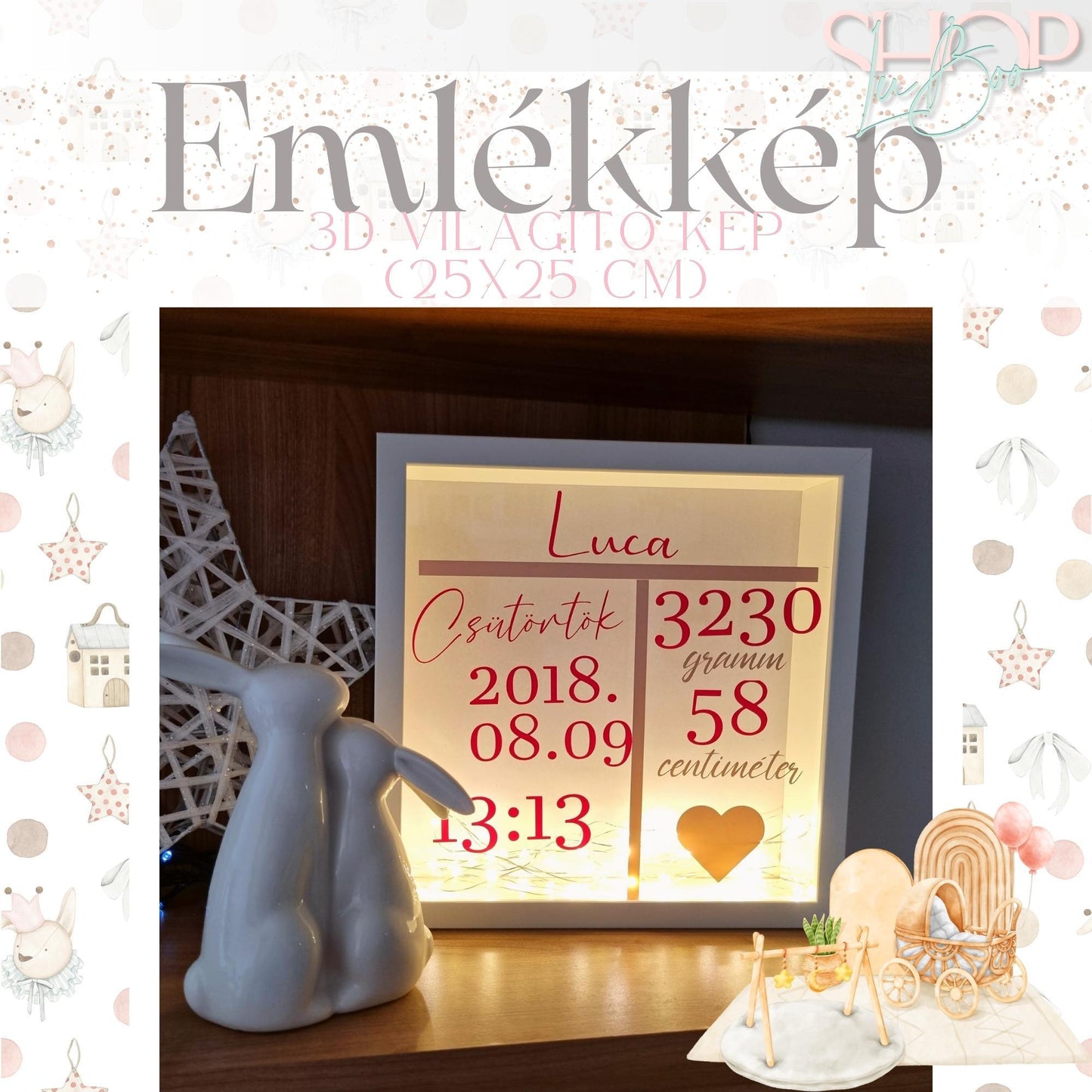 Emlékkép - 3D világító kép (25x25 cm) - ShopLuBoo