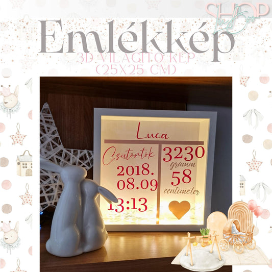 Emlékkép - 3D világító kép (25x25 cm) - ShopLuBoo