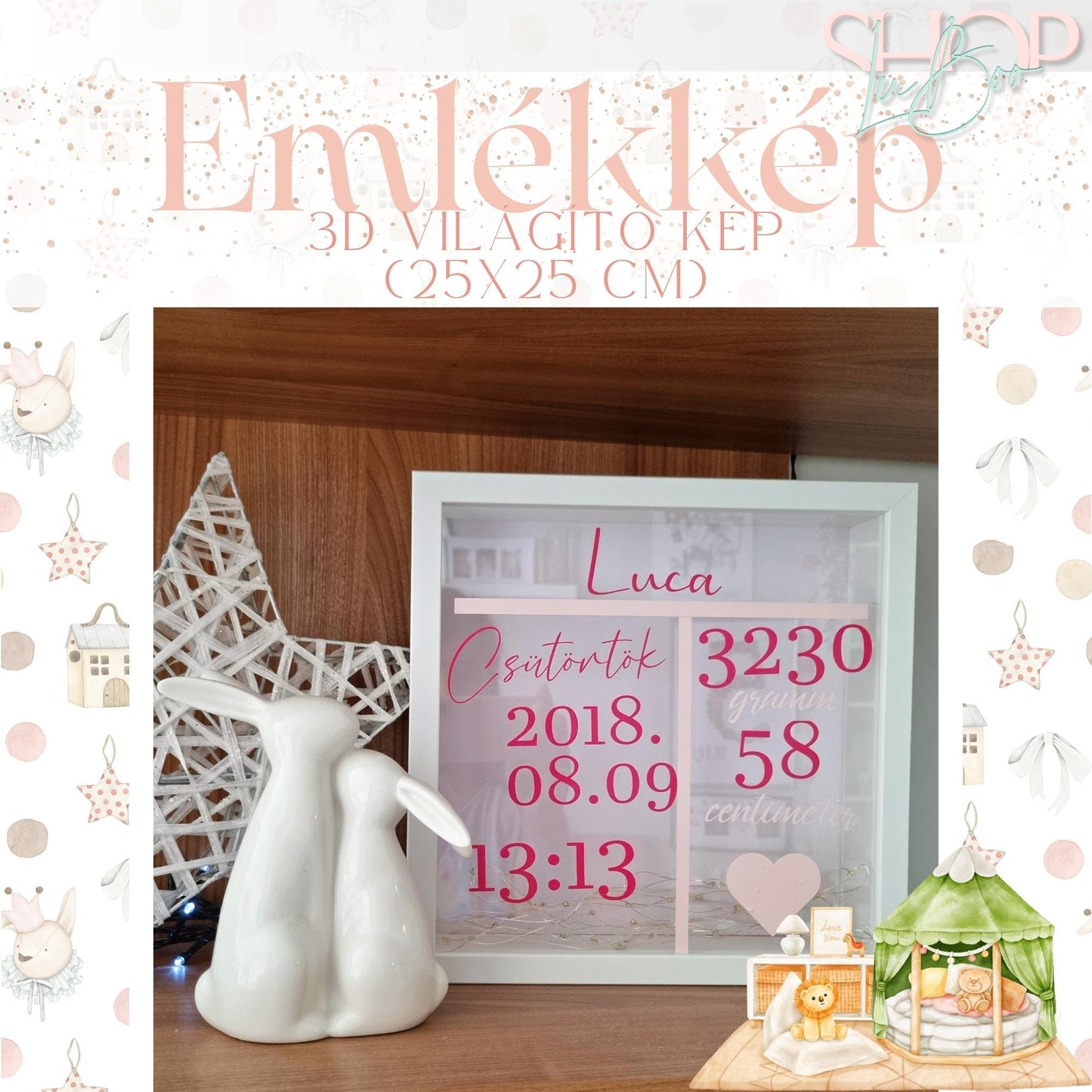 Emlékkép - 3D világító kép (25x25 cm) - ShopLuBoo