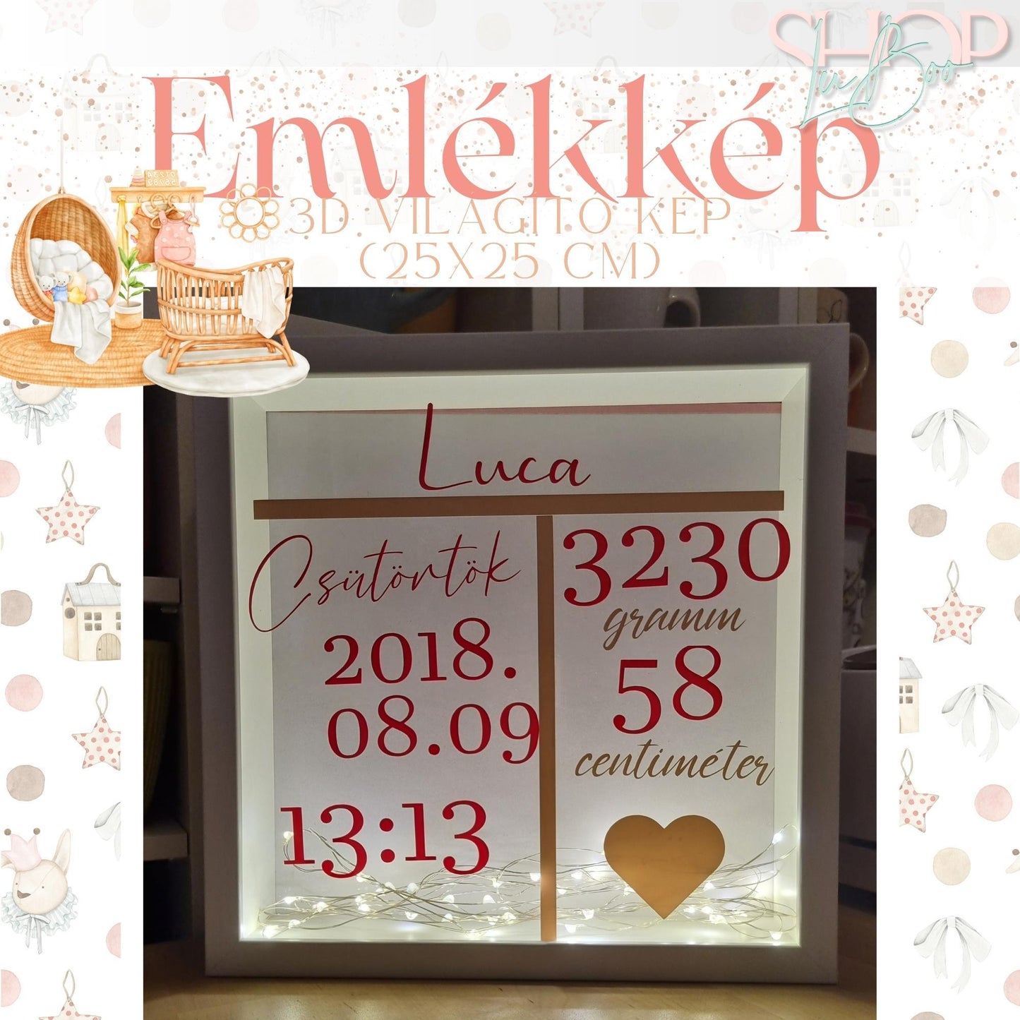 Emlékkép - 3D világító kép (25x25 cm) - ShopLuBoo