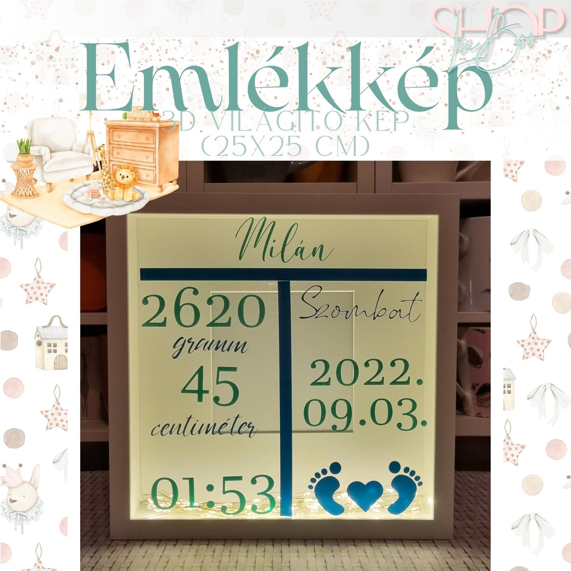 Emlékkép - 3D világító kép (25x25 cm) - ShopLuBoo