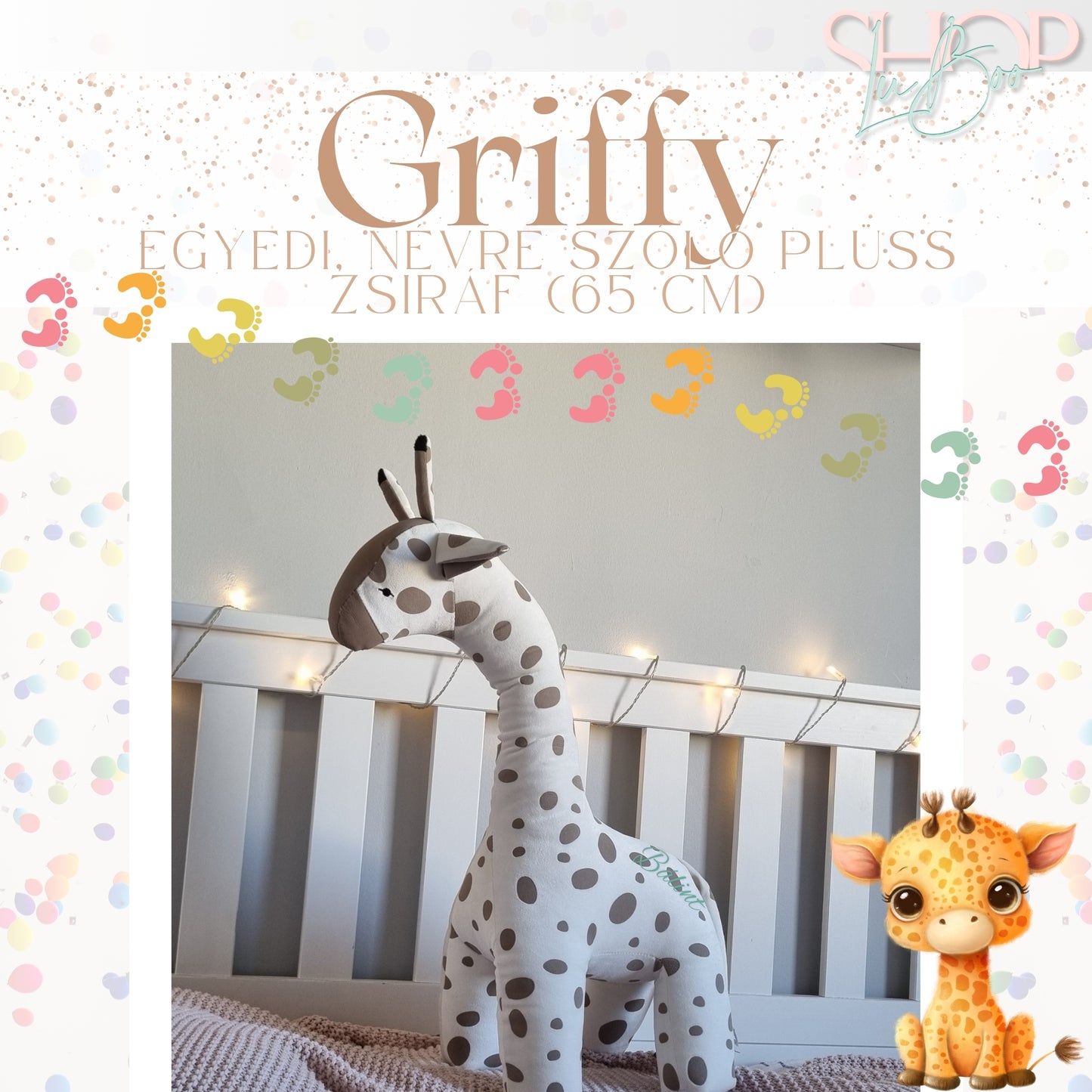 Griffy - Óriás emlékőr plüss zsiráf (65 cm)