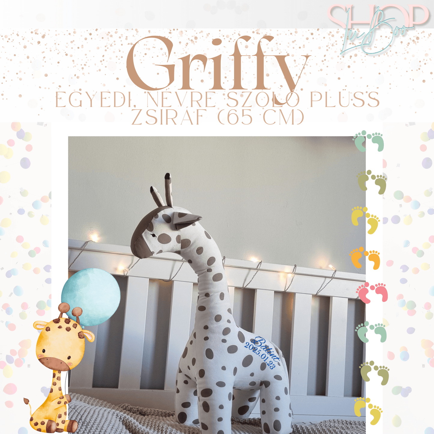 Griffy - Óriás emlékőr plüss zsiráf (65 cm)