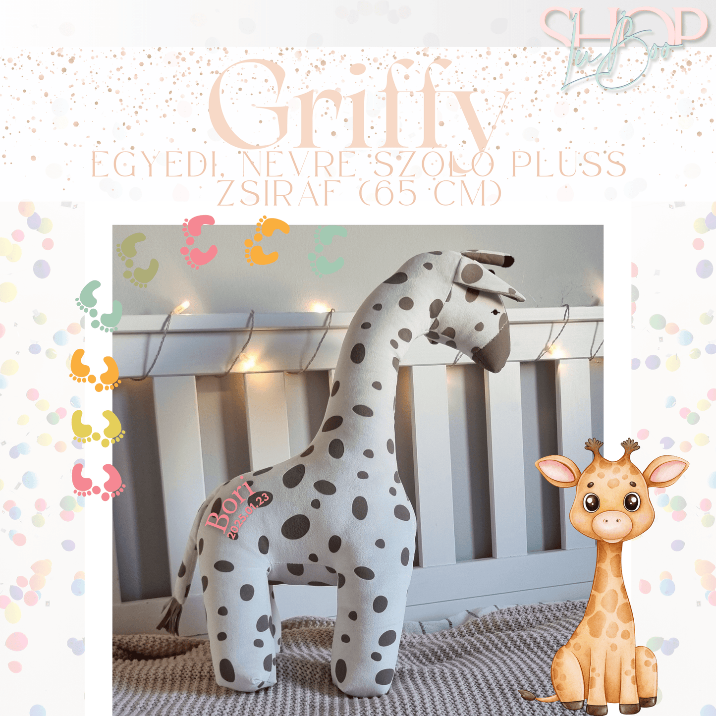 Griffy - Óriás emlékőr plüss zsiráf (65 cm)