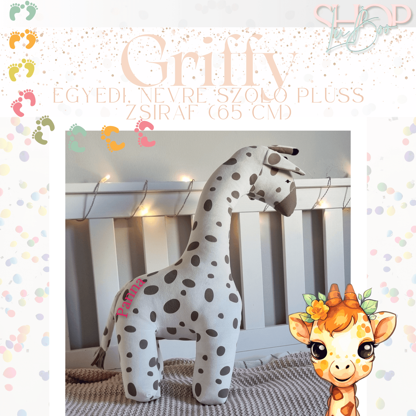 Griffy - Óriás emlékőr plüss zsiráf (65 cm)