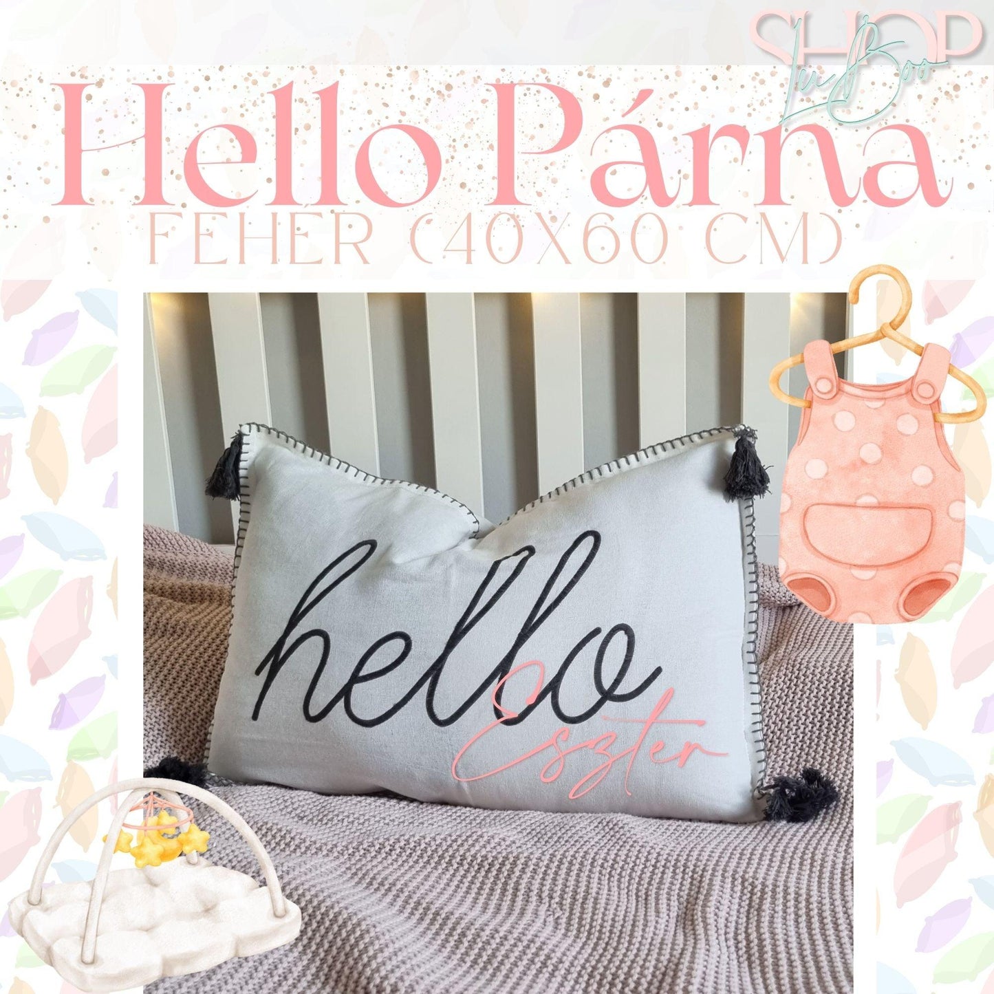 Hello Párna - Fehér (40x60 cm) - ShopLuBoo