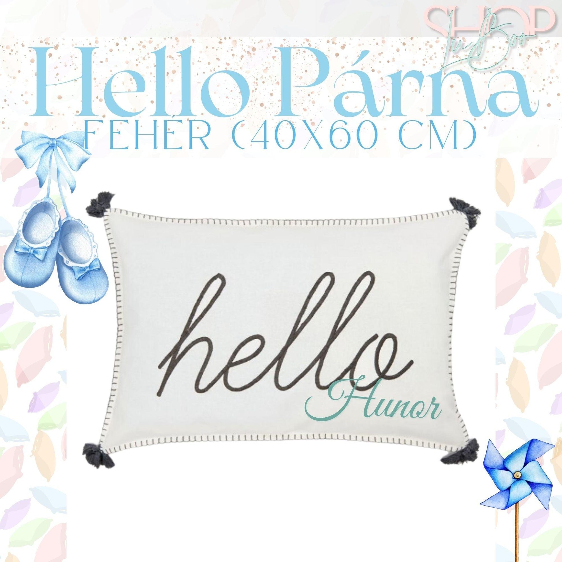 Hello Párna - Fehér (40x60 cm) - ShopLuBoo