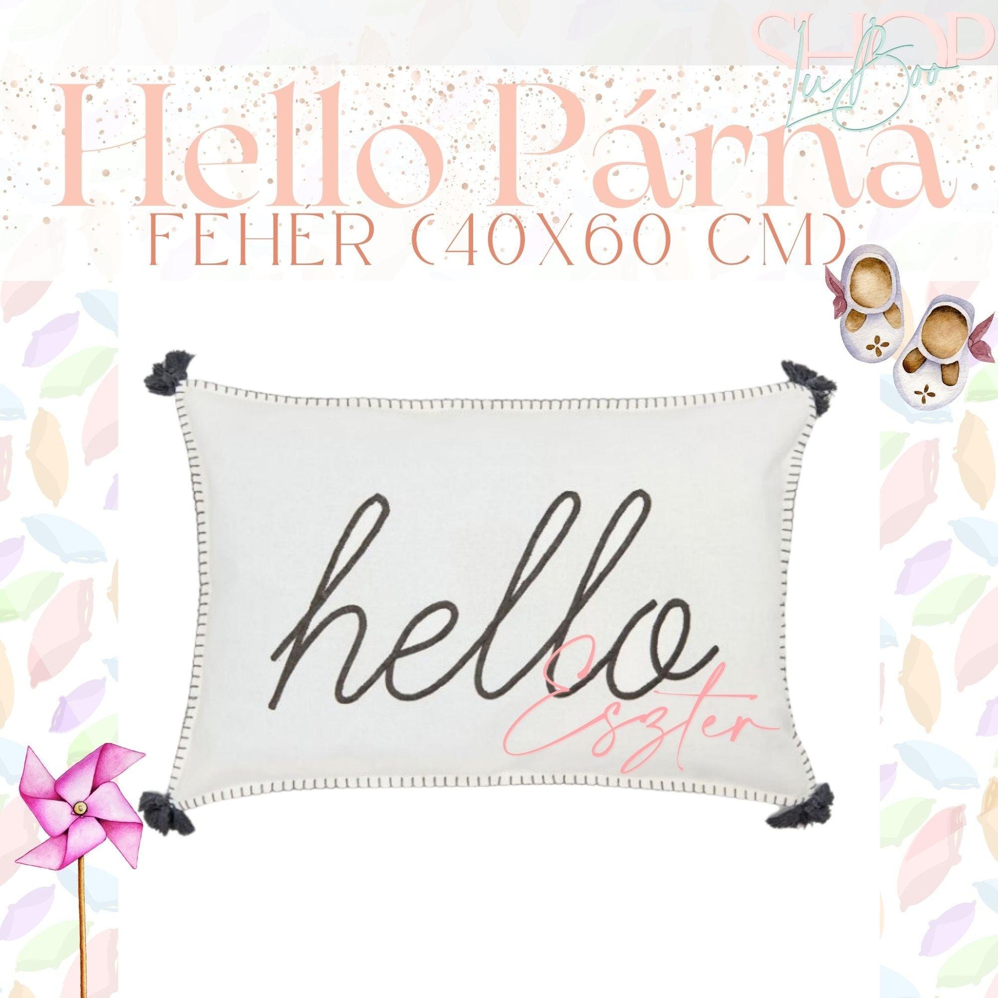 Hello Párna - Fehér (40x60 cm) - ShopLuBoo