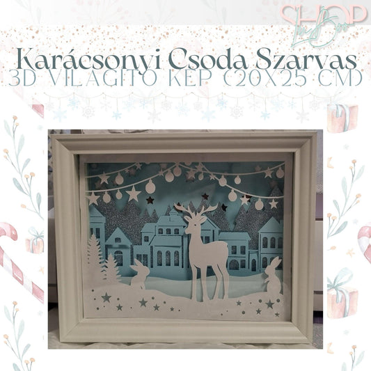 Karácsonyi Csoda Szarvas - 3D világító kép (20x25 cm) - ShopLuBoo