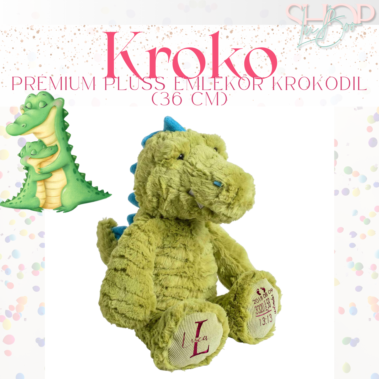 Kroko - Prémium plüss emlékőr krokodil (36 cm)