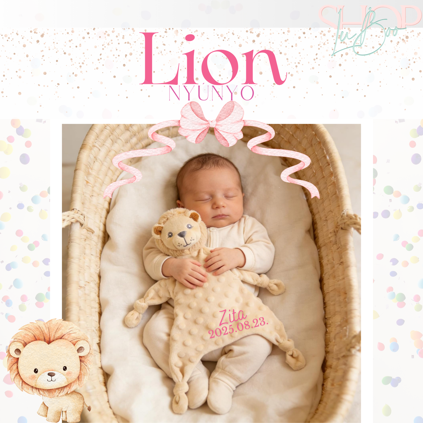 Lion névre szóló oroszlán nyúnyó (24 cm)