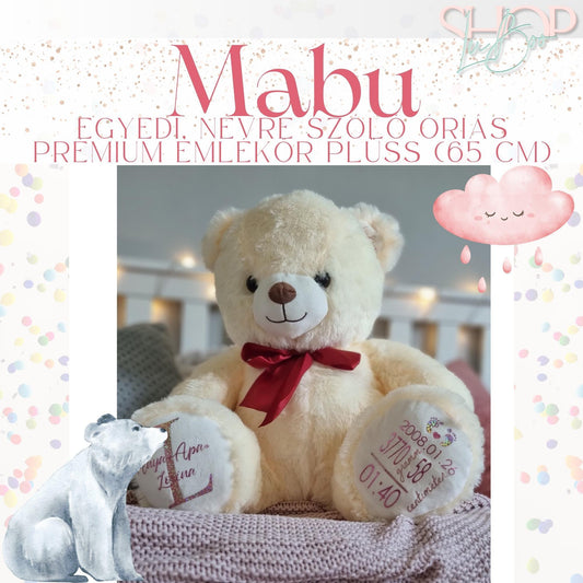 MaBu - Egyedi, névre szóló prémium emlékőr plüss (45 cm) - ShopLuBoo