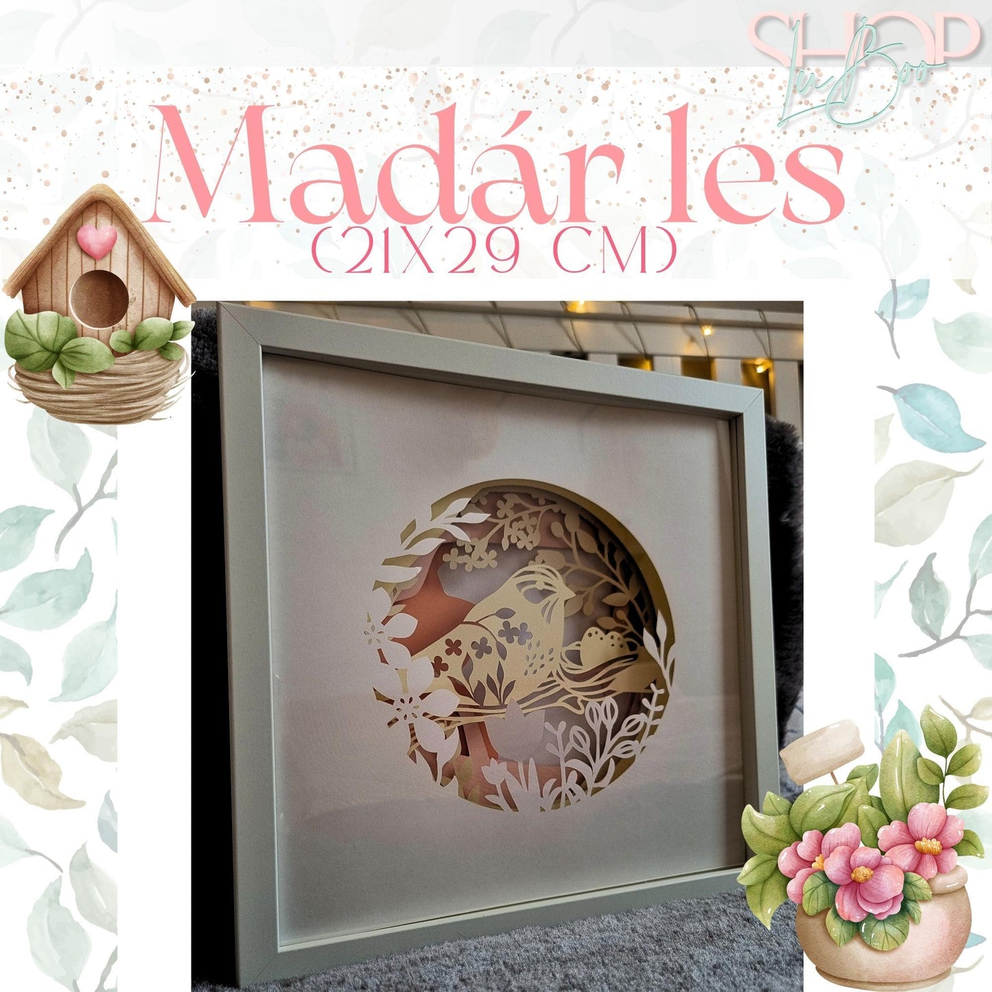 Madár les - 3D világító kép (25x25 cm) - ShopLuBoo