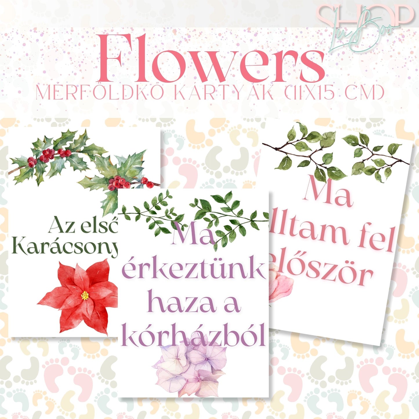 Mérföldkő kártyák - Flowers (11x15 cm)