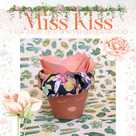 Miss Kiss - Egyedi, nagy méretű papírvirág dekoráció (9 cm) - ShopLuBoo