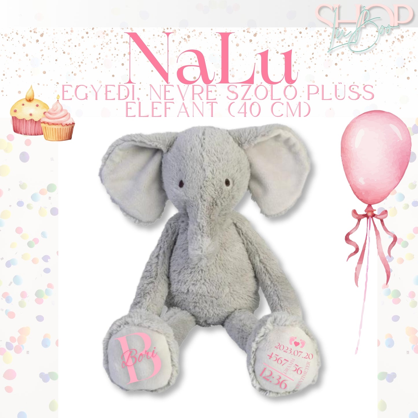 NaLu - Emlékőr plüss elefánt (40 cm)