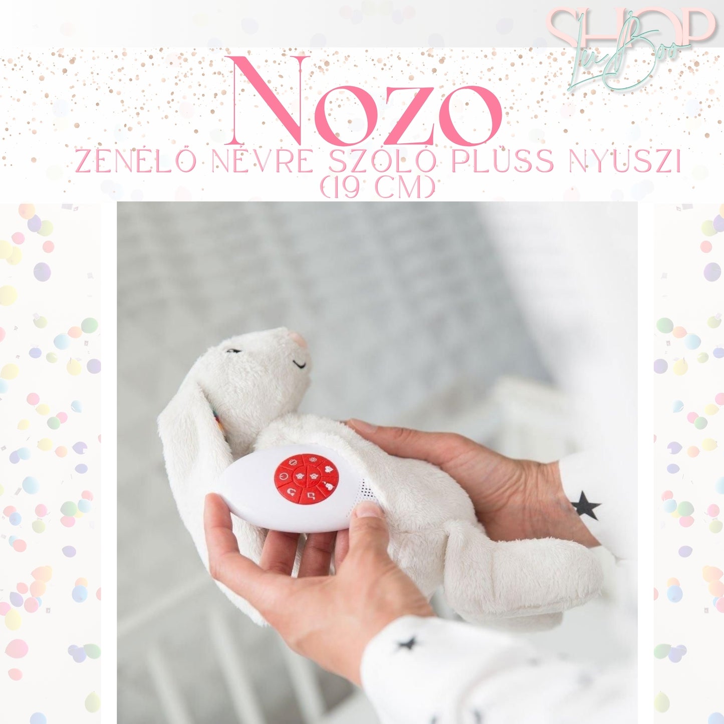 Nozo - Zenélő névre szóló plüss nyuszi (19 cm)