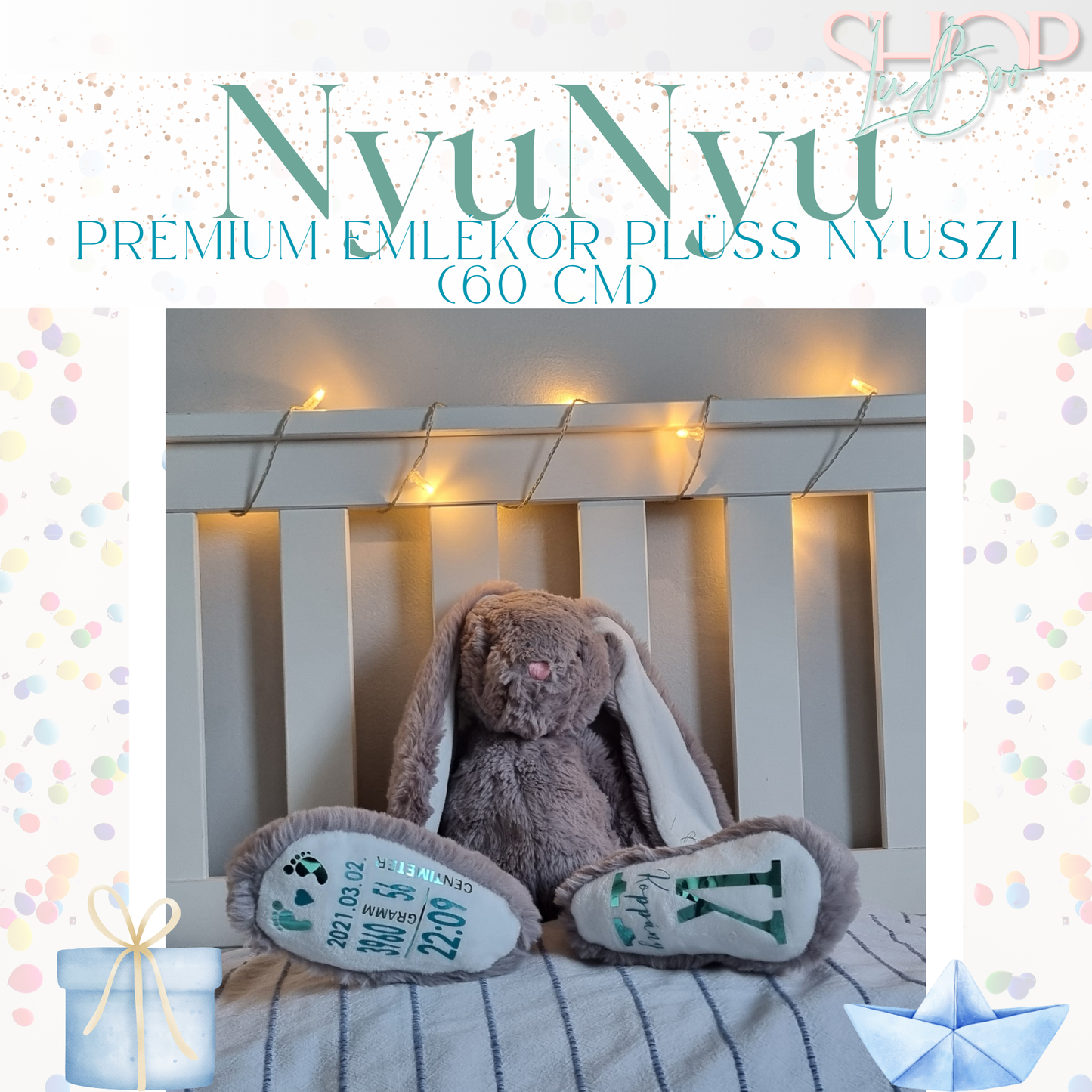 NyuNyu - Óriás prémium plüss emlékőr nyuszi (60 cm)
