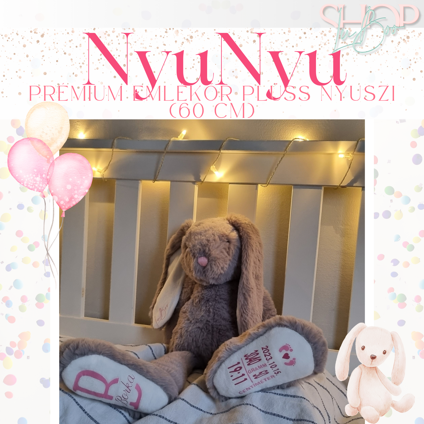 NyuNyu - Óriás prémium plüss emlékőr nyuszi (60 cm)