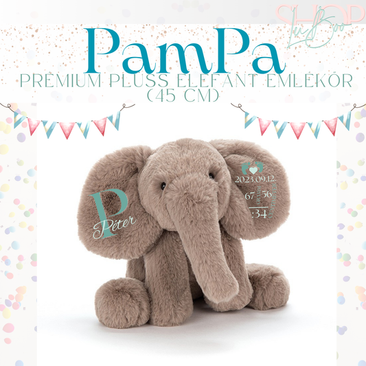 Pampa - Prémium plüss elefánt Emlékőr (45 cm)
