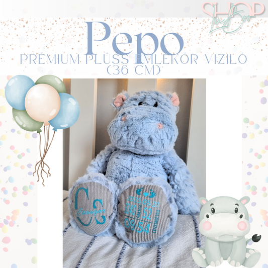 PePo - Prémium plüss emlékőr viziló (36 cm)