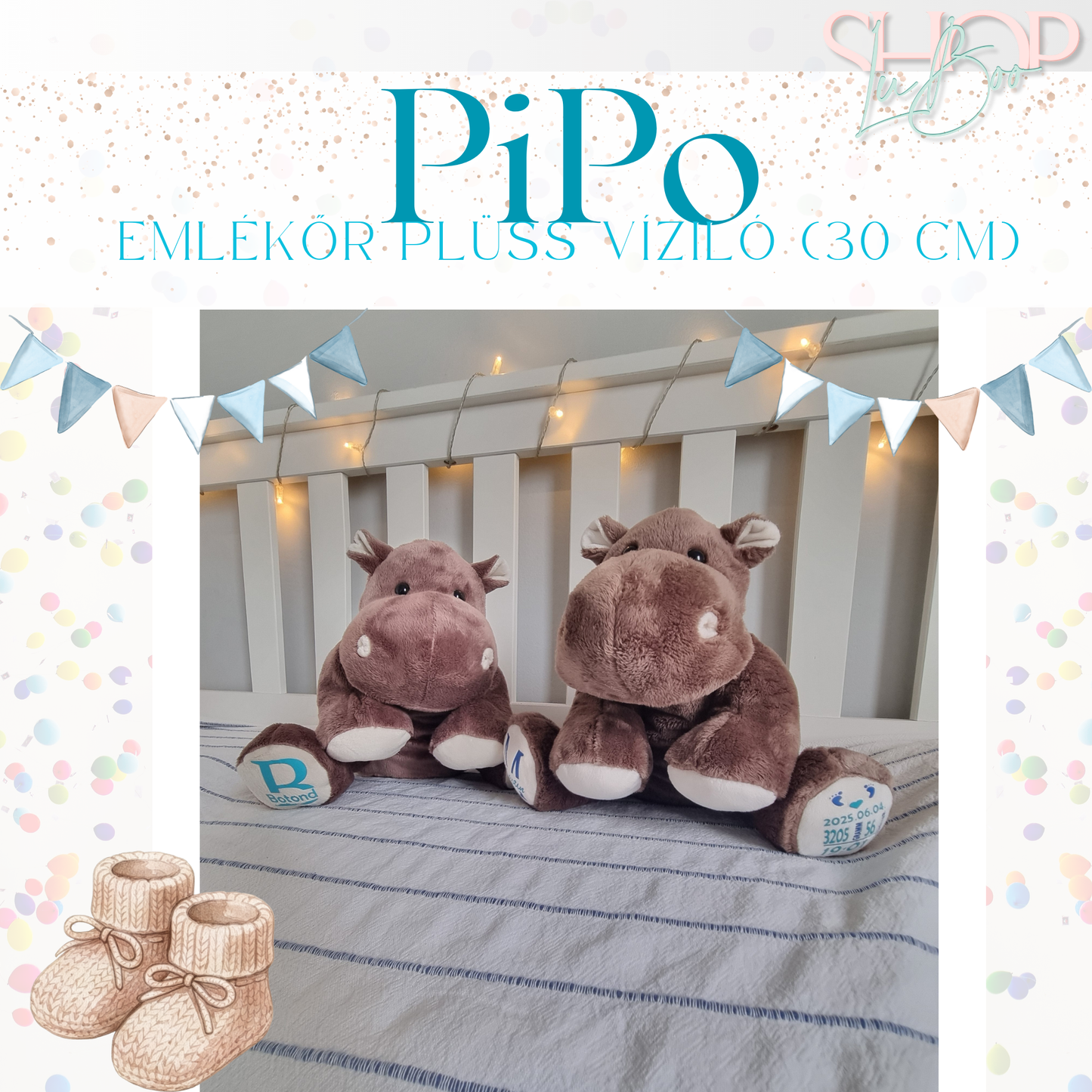 PiPo - Emlékőr plüss víziló (30 cm)