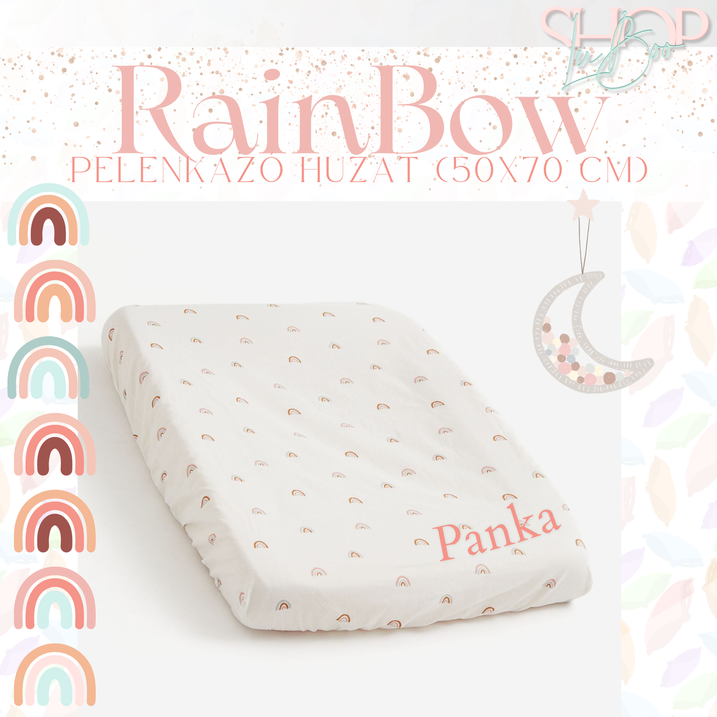 RainBow - Névre szóló pelenkázó huzat (50x70 cm)