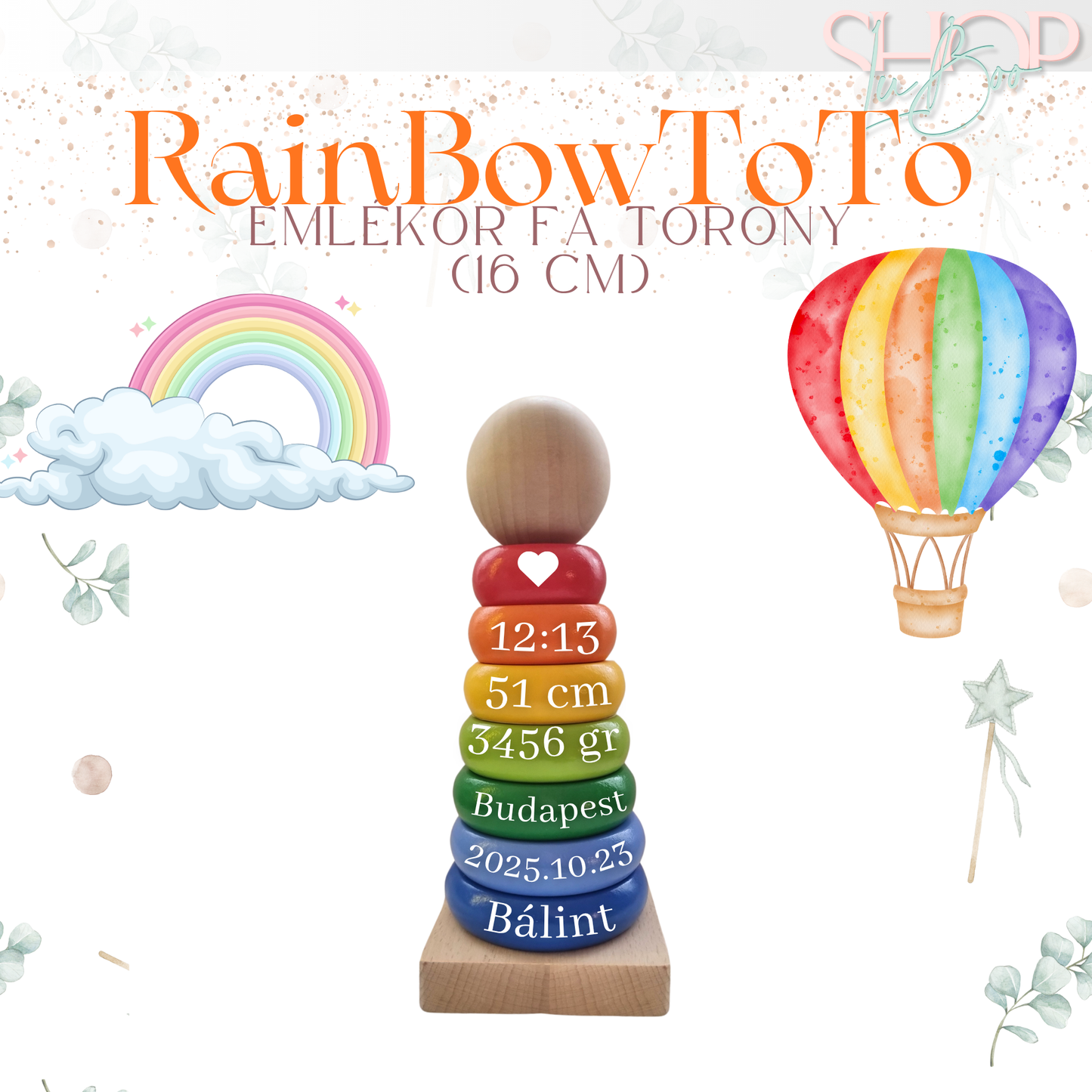 RainBow ToTo - Emlékőr fa torony (16 cm)