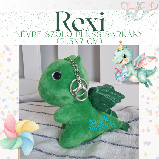 Rexi -Névre szóló plüss sárkány (21,5x7 cm)