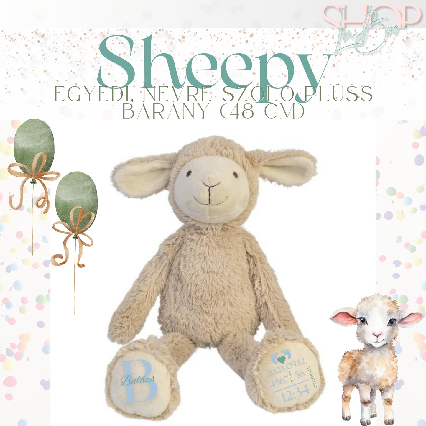 Sheepy - Emlékőr plüss bárány (48 cm)