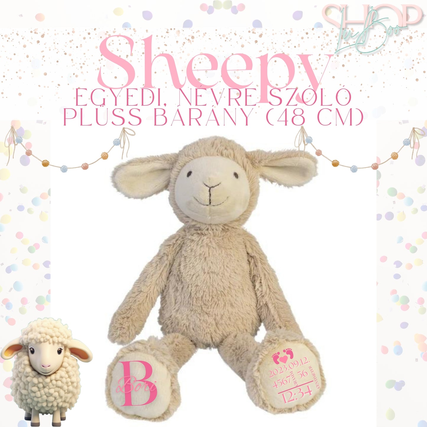 Sheepy - Emlékőr plüss bárány (48 cm)