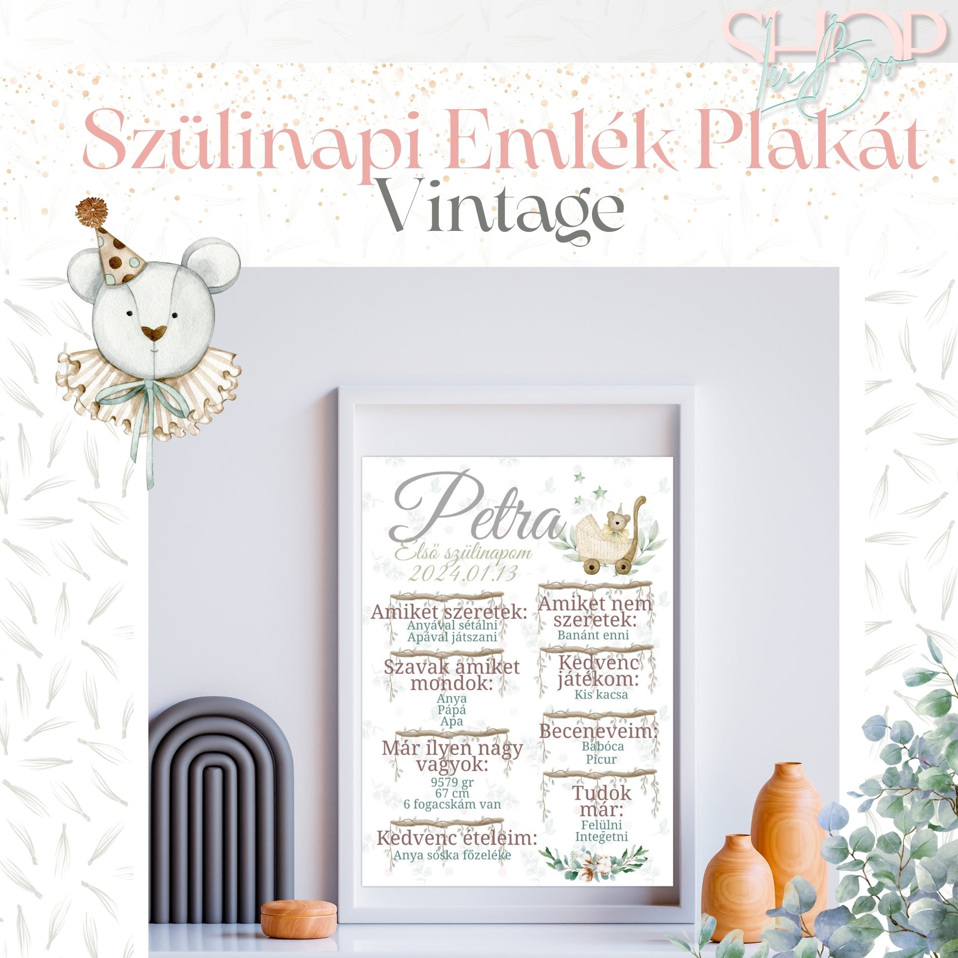Egyedi és szívmelengető ajándék az első születésnapra. Egy személyre szabott plakát, amely örökíti meg a kisbaba első évének emlékezetes pillanatait. Egyedi és édes emlékek egy plakáton. Az első év legkedvesebb pillanatainak megörökítése egy szép és emlékezetes ajándékkal.