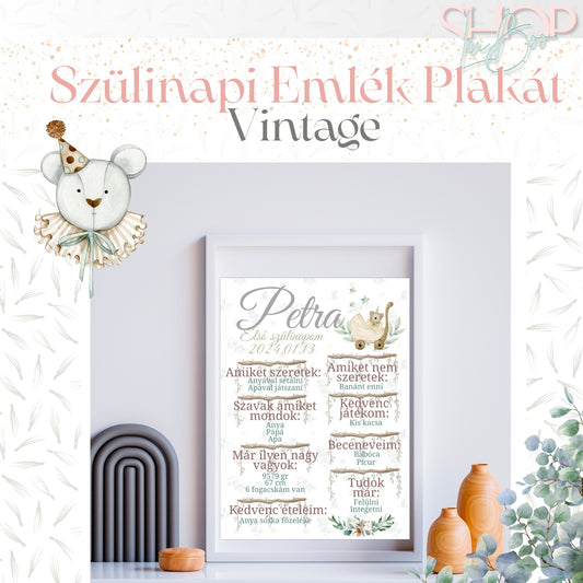 Egyedi és szívmelengető ajándék az első születésnapra. Egy személyre szabott plakát, amely örökíti meg a kisbaba első évének emlékezetes pillanatait. Egyedi és édes emlékek egy plakáton. Az első év legkedvesebb pillanatainak megörökítése egy szép és emlékezetes ajándékkal.