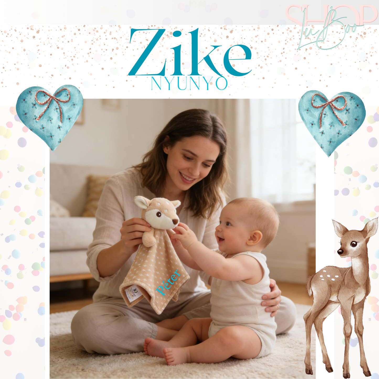 Zike névre szóló őzike nyúnyó (34 cm)