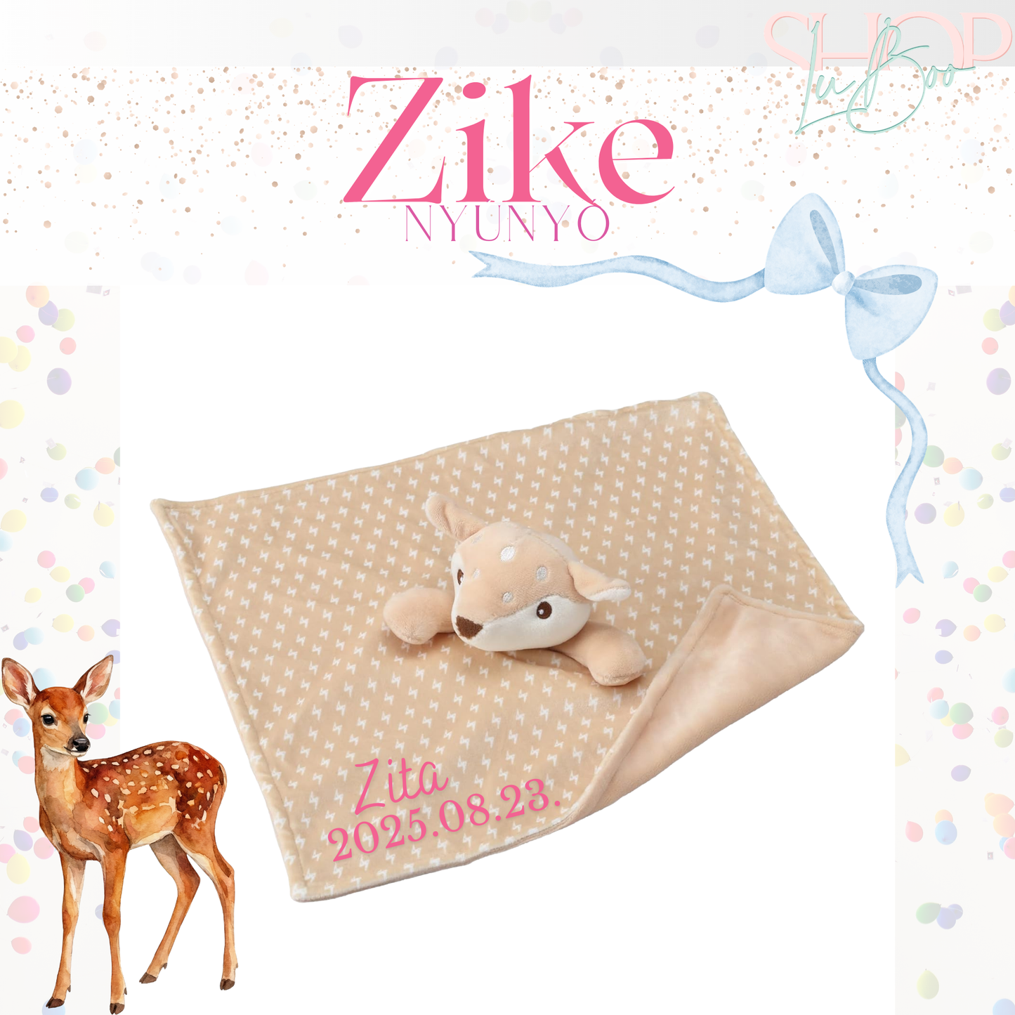 Zike névre szóló őzike nyúnyó (34 cm)